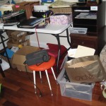 Cluttered office before Decluttering